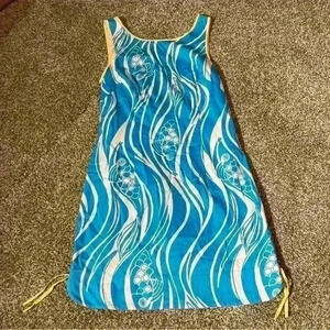 Lilly Pulitzer Womens Size 2 Delia Shift Dress, Joe Fish, Light Blue And White